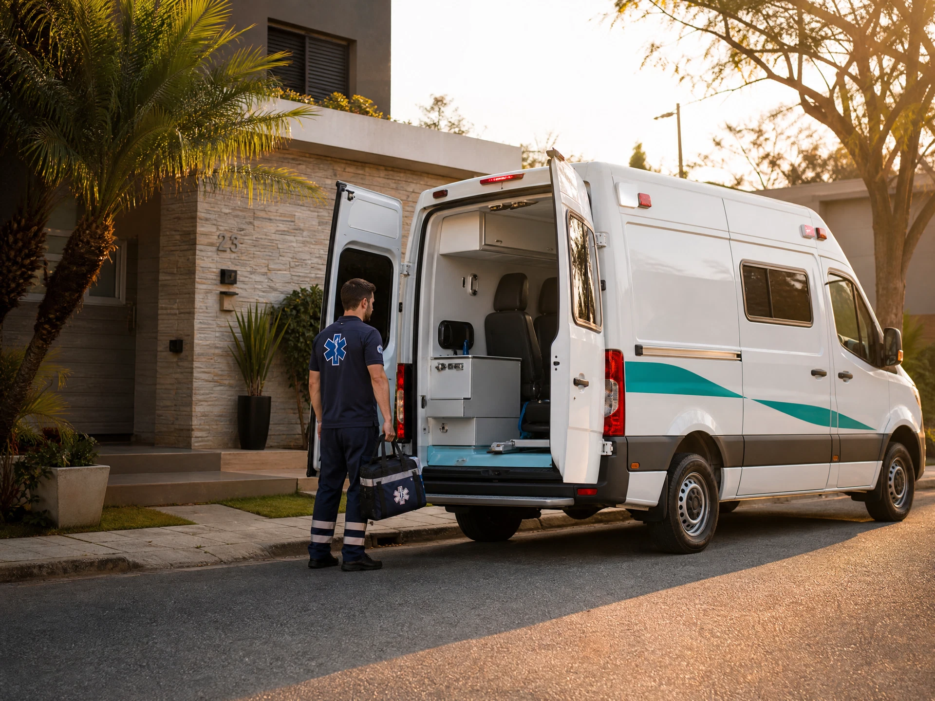 Estrutura logística da INTENSIHOME com ambulância